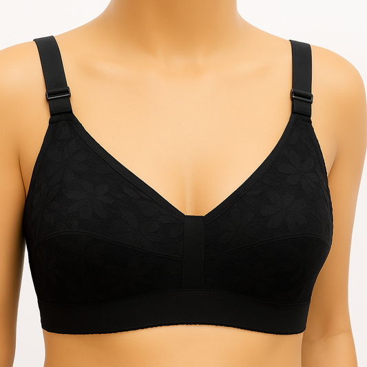 Non Padded Mesh Embroidered Bra.