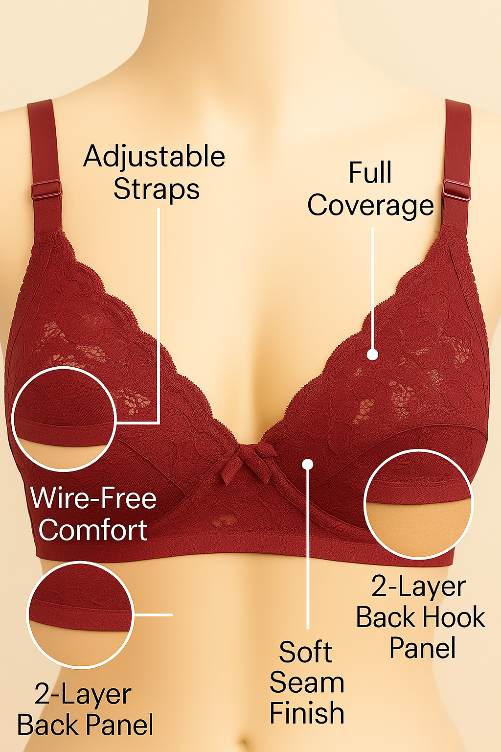 Non-Padded Lace Bra.